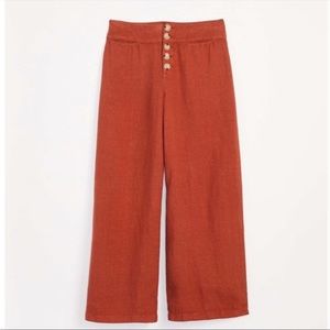 Lou & Grey High Rise Button Front Wide Leg Linen Pants
